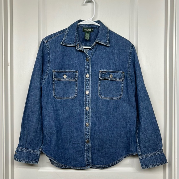 Ralph Lauren Tops - VTG Ralph Lauren Jeans Co Denim Womens Shirt Sz M Western Heavy Cotton Retro